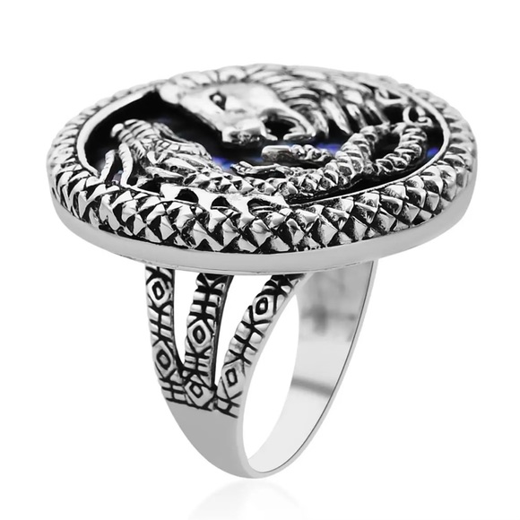 🐉 Abalone Shell Dragon and Lion Ring 🦁 in Sterling Silver Sz.7 - Picture 12 of 14